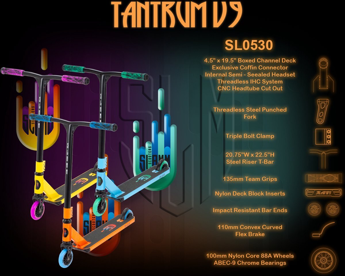 Slamm Tantrum V9 Black/Purple Stuntstep