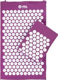 Bodhi Acupressuurset Vital: acupressuurmat (74 x 44 cm) & acupressuurkussen, incl. tas, voor zelfmassage, ontspanning, bevordering van de doorbloeding (aubergine)