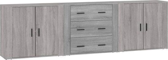 vidaXL Dressoirs - Set van 3 - Grijs Sonoma Eiken