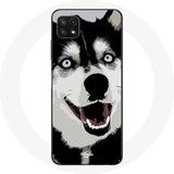 Maniacase Hoesje voor Samsung Galaxy A22 5G Siberische Husky blauwe ogen