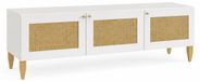 3xE living Meuble TV 60 cm, 3 portes, blanc/lin naturel