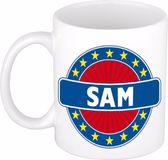 Bellatio Decorations - Sam voornaam - koffiemok - beker - wit/blauw - 300 ml