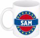 Bellatio Decorations - Sam voornaam - koffiemok - beker - wit/blauw - 300 ml