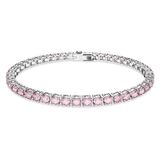 Swarovski Matrix Tennis armband, Ronde slijpvorm, Roze, Rodium toplaag