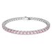 Swarovski Matrix Tennis armband, Ronde slijpvorm, Roze, Rodium toplaag