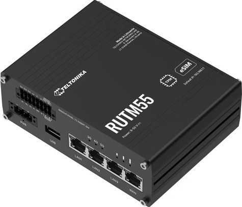 Teltonika Cellular 5G router with support for both SA and NSA 5G architectures Dual-SIM eSIM 4x Gigabit Ethernet ports WIFI GPS Serial (RS232 RS485)