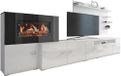 Skraut Home Meubles de salon avec cheminée électrique - 170 x 290 x 45 cm - Système d'éclairage LED avec effet de flamme - Nouveau modèle Olympo - Style moderne - Finition blanche