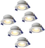 HOFTRONIC Set van 6 Lima LED inbouwspots - 4 Watt 345 Lumen - 4000K neutraal wit - GU10 - Dimbaar - Rond - Kantelbaar - IP65 Waterdicht - Wit