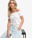 Superdry Femme Haut Bardot Épaules Dénudées Coupe Ajustée Blanc Taille : 34