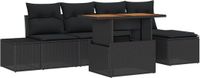 vidaXL Tuinbank - Set - 6 - st - Zwart - Poly - rattan