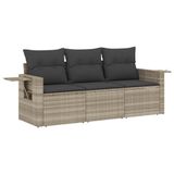 vidaXL Loungeset met kussens, polyrattan, lichtgrijs