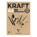 Clairefontaine 975815C Tekenblok Gelijmd Kraftpapier - 50 Vellen Bruin Geribd Kraftpapier A4 21x29,7 cm 120g - Dubbelzijdig Papier voor Schetsen en Tekenen