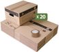 Pack and Move Set 20 boîtes de déménagement stockage S - 36 x 28 x 18 cm - Poignées renforcées - 1 rouleau de ruban adhésif gratuit