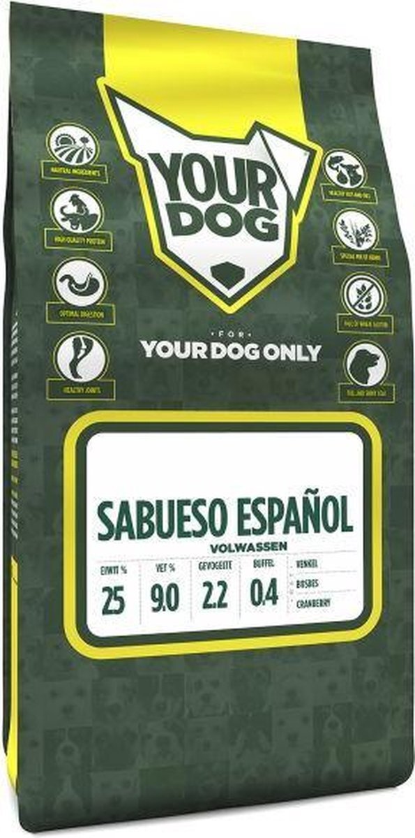 Yourdog Volwassen 3 kg sabueso espaÑol hondenvoer