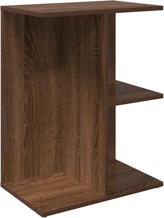 vidaXL Nachtkastje - 46,5x29x61 cm - bewerkt hout - bruin eikenkleur