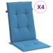 Coussin de siège 4 pièces haut dossier 120x50x4 cm tissu chiné bleu