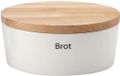 Continenta Broodpot Ovaal met Houten Deksel, Wit, 30 x 23 x 13,5 cm