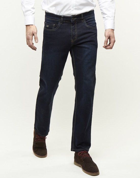 Panda - Palm S05 - Modern fit, sand blasted dark blue stretch denim, L32-W36