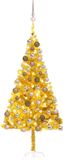 vidaXL Sapin de Noël artificiel avec éclairage 180 cm PET or