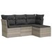 vidaXL 4-delige Loungeset met kussens, polyrattan, lichtgrijs