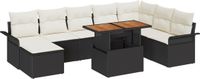 vidaXL Banc de jardin 9 pièces noir et crème