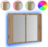 vidaXL Spiegelkast LED 60x12x45 cm bewerkt hout artisanaal eikenkleur