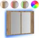 vidaXL Spiegelkast LED 60x12x45 cm bewerkt hout artisanaal eikenkleur
