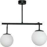 PALFON Plafondlamp, klassiek, noir, abat-jour en verre, blanc, modèle 15-388, BASTER