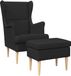 vidaXL - Fauteuil - met - Voetenbank - 2 - st - Zwart - Stof