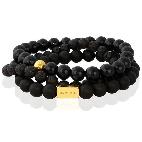 Memphis TRIO Kralenarmbanden set Blackjack-19cm