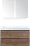 BES LED Maxx XL Badmeubelset 100 cm - Tabacco - Wastafel Just Zonder Kraangat met Spiegelkast