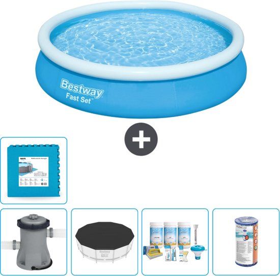 Bestway Fast Set Zwembad - Rond - 366 x 76 cm - Blauw - Compleet met Accessoires