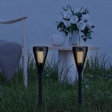 RexTech Solar tuinverlichting priklamp 'Norah' - Set van 2 stuks - Met vlameffect - Extra warm wit licht (1900K) - 12 lumen - Fakkellamp - Zwart