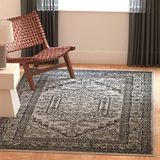 SAFAVIEH Adirondack Collection Accenttapijt - 3' x 5', zilver en zwart, oosters medaillon ontwerp, niet-vergieten en onderhoudsvriendelijk, ideaal voor gebieden met veel verkeer in de hal, woonkamer, slaapkamer (ADR108A)