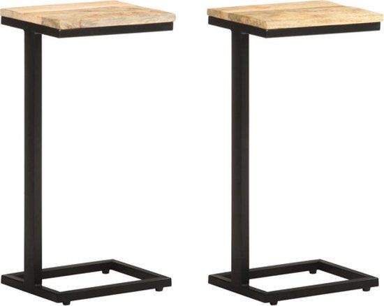 vidaXL Bijzettafels 2 stuks Mangohout Bruin 31,5x24,5x64,5 cm