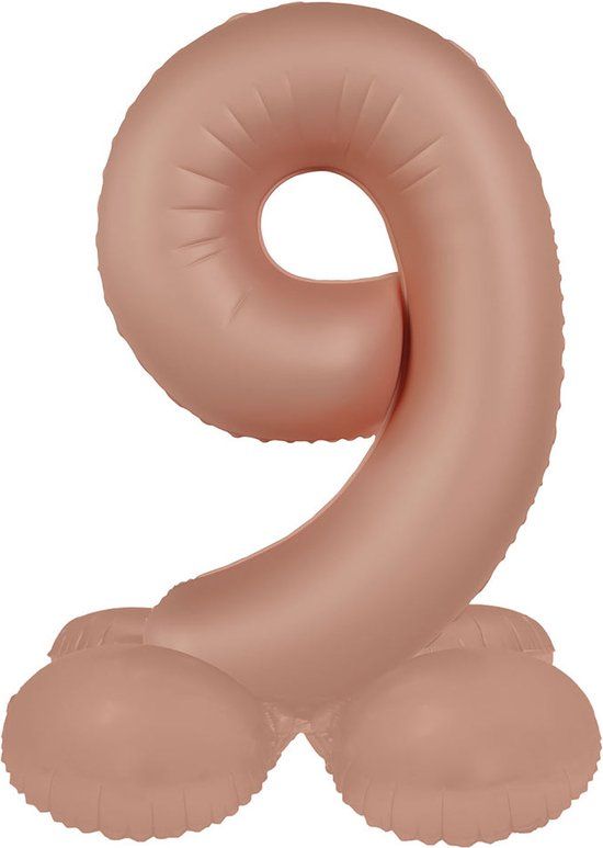 Folat Staande folieballon Cijfer 9 Vintage Rose - 72 cm