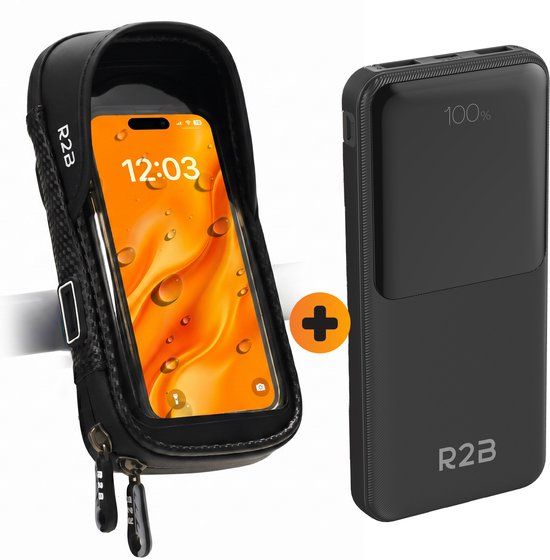 R2B Telefoonhouder Fiets Waterdicht + Powerbank 10.000 mAh - Geschikt voor iPhone & Android