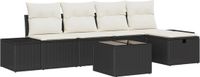 vidaXL - Tuinbank - Set - 6 - st - Zwart - poly - rattan