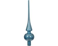 Decoris Piek - ijs blauw - glas - kerstboom topper - glans - 26 cm