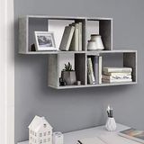 BAKAJI Wandplank, boekenkast, modern design met 4 planken, structuur van MDF-hout, tweekleurig, afmetingen 100 x 53 x 19,5 cm, decoratie voor thuis, kantoor (grijs-wit)