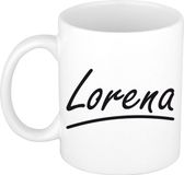Bellatio Decorations Lorena Naam koffiemok - beker - met sierlijke letters - wit
