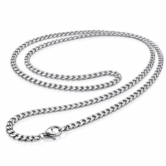 LGT JWLS LGT Jewels Cubaanse koord ketting Zilverkleurig 3mm-70cm