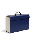 Smead Draagbare uitbreidende File Box, 19 zakken, blanco tabbladen, bedrukte labels, vergrendeling sluiting, wettelijke grootte, blauw (70806)