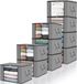 edihome, Opbergtas voor kleding, (x stuks), doos onder het bed, opvouwbare kist, van robuuste stof, versterkte handgrepen (lichtgrijs, 10 stuks)