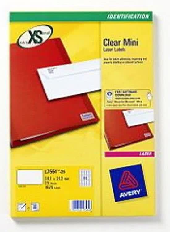 Avery L7551-25 Transparant printeretiket - 4004182967454