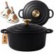 Hage - Geëmailleerde Gietijzeren Stoofpan - Braadpan met Deksel - 4L - Ø24 cm - Mat Zwart