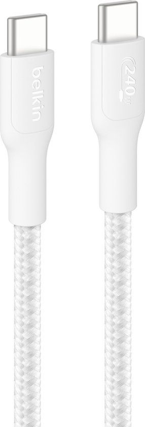 Belkin USB-C naar USB-C gevlochten kabel 240 W – 3 m – Wit