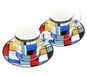 Carmani Espresso Kopjes met Schotels (2 stuks) - Mondriaan 'Compositie A'