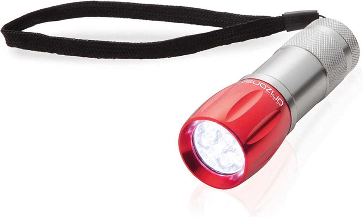 Happyshopper Zaklamp led - Op batterijen - Zaklamp met batterij - Noodverlichting - Aluminium - AAA - rood - zilver