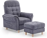 COMHOMA Relaxstoel met Ligfunctie - Chenille met Hocker en 4-stand Rug - Grijs